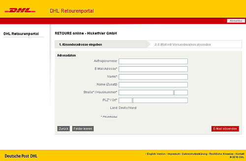 DHL Retourenportal Parf&uuml;m f&uuml;r Dich